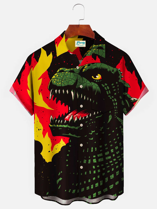 Vintage Dinosaur Monster Men's Botton Up Shirts