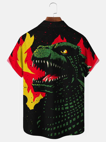 Vintage Dinosaur Monster Men's Botton Up Shirts