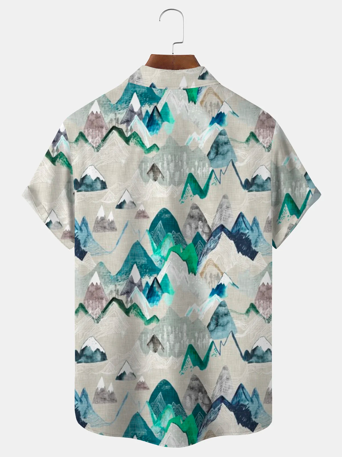 Natural Landscape Mountains Print Beach Men's Hawaiian Shirt With Pocket