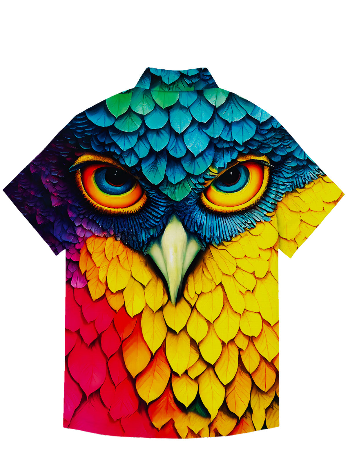 Vibrant Owl Nature Button-Up Hawaiian Shirt