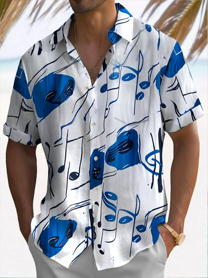 Men's Hawaiian Racing Print Fashion Short Sleeve Shirt