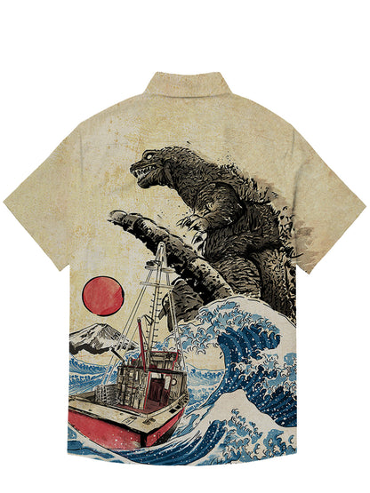 Yaikiki Godzilla Great Wave Short Sleeve Shirt