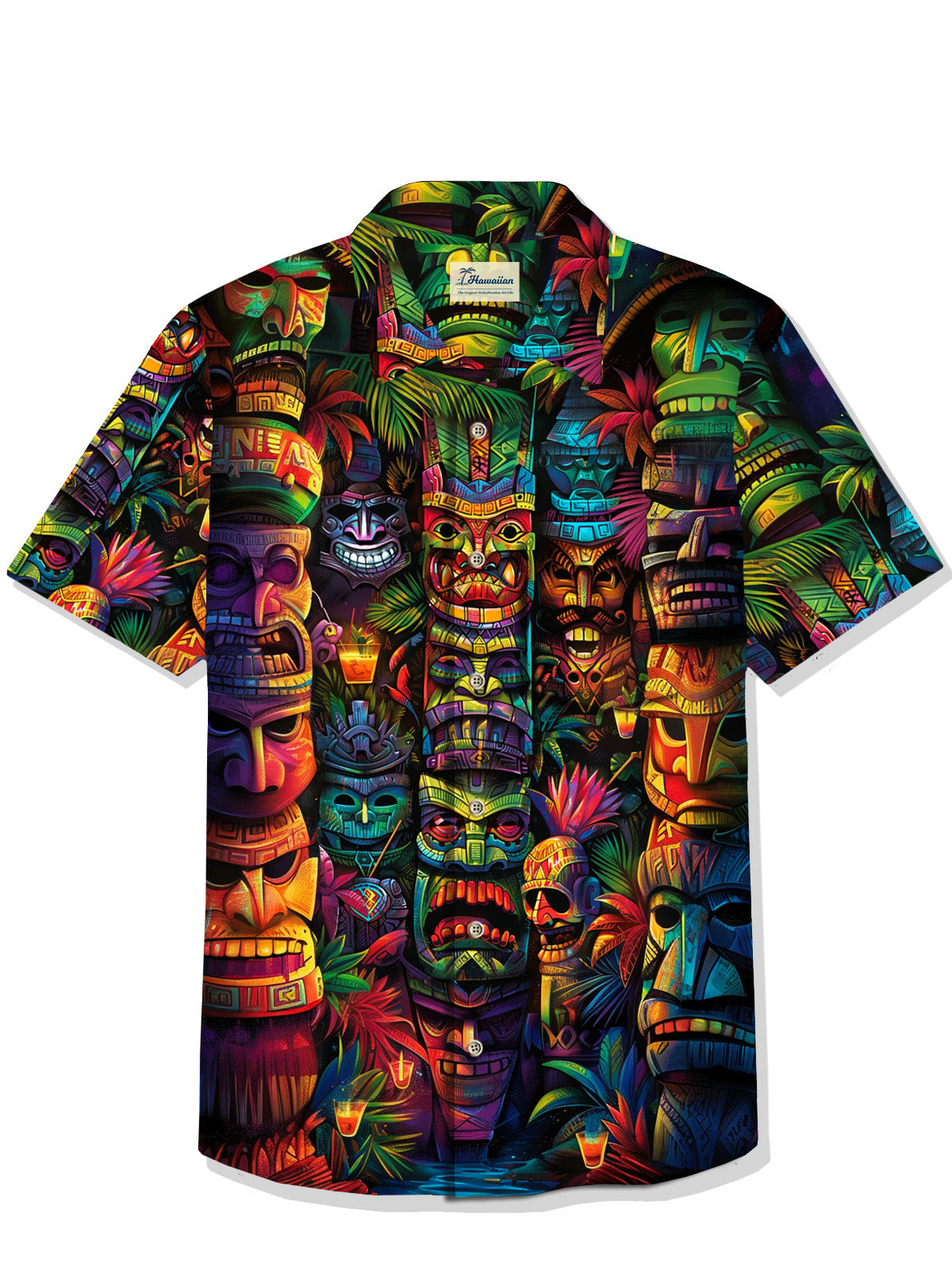 Yaikiki Tropical Tiki Button Down Hawaiian Shirts for Men