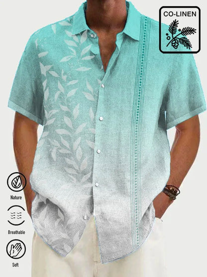 Natural Fiber Breathable Gradient Men's Hawaiian Short Sleeve Shirt