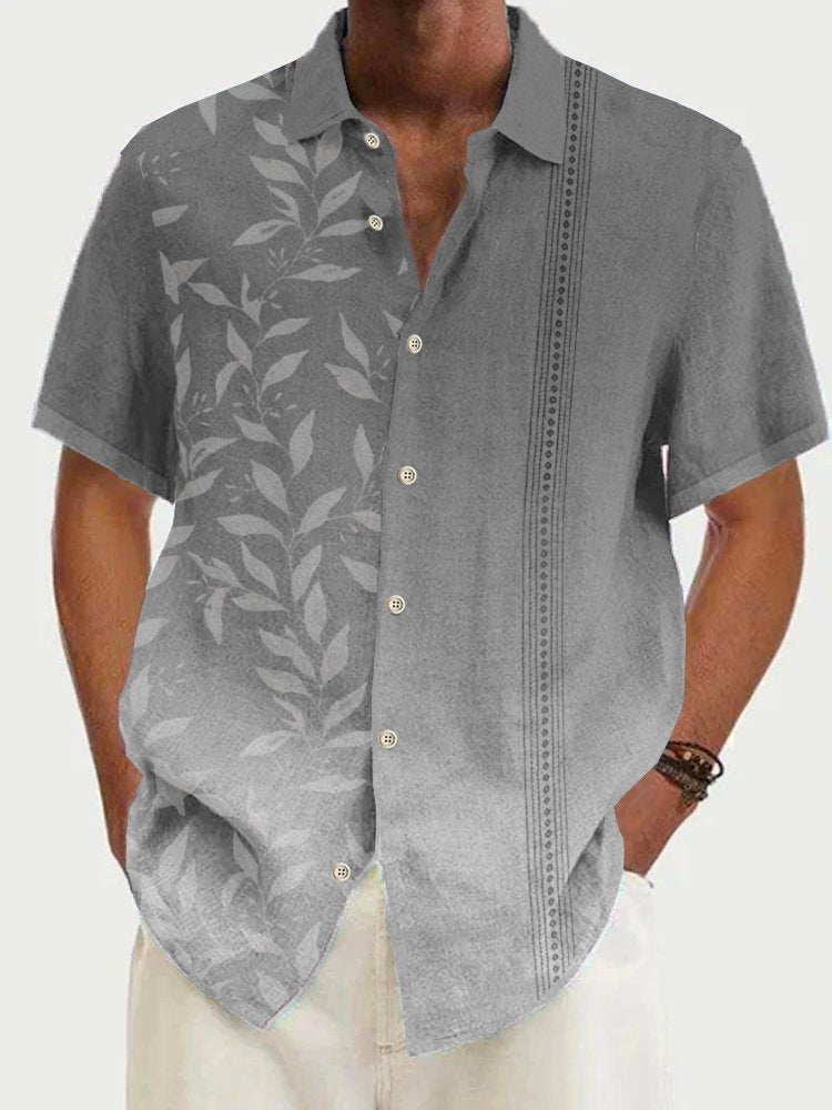 Natural Fiber Breathable Gradient Men's Hawaiian Short Sleeve Shirt