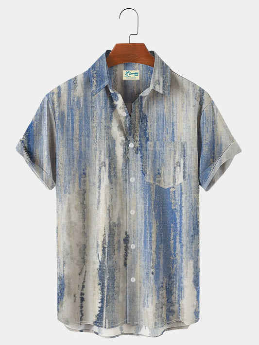 Men's Textured Gradient Casual Short Sleeve Hawaiian