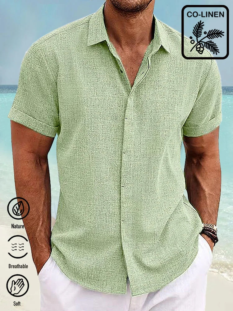 Multi-color Basic  Men's Button Down Short Sleeve Shirt