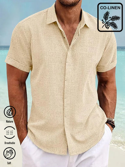 Multi-color Basic  Men's Button Down Short Sleeve Shirt