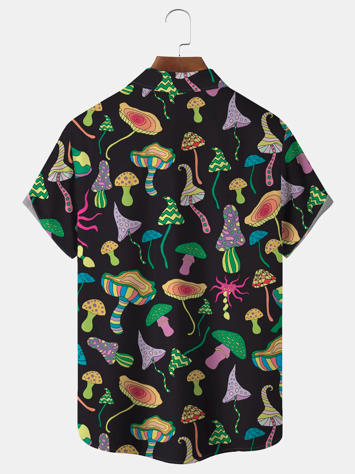 Men's Button Down Pocket Shirt with Hawaiian Mushroom Print