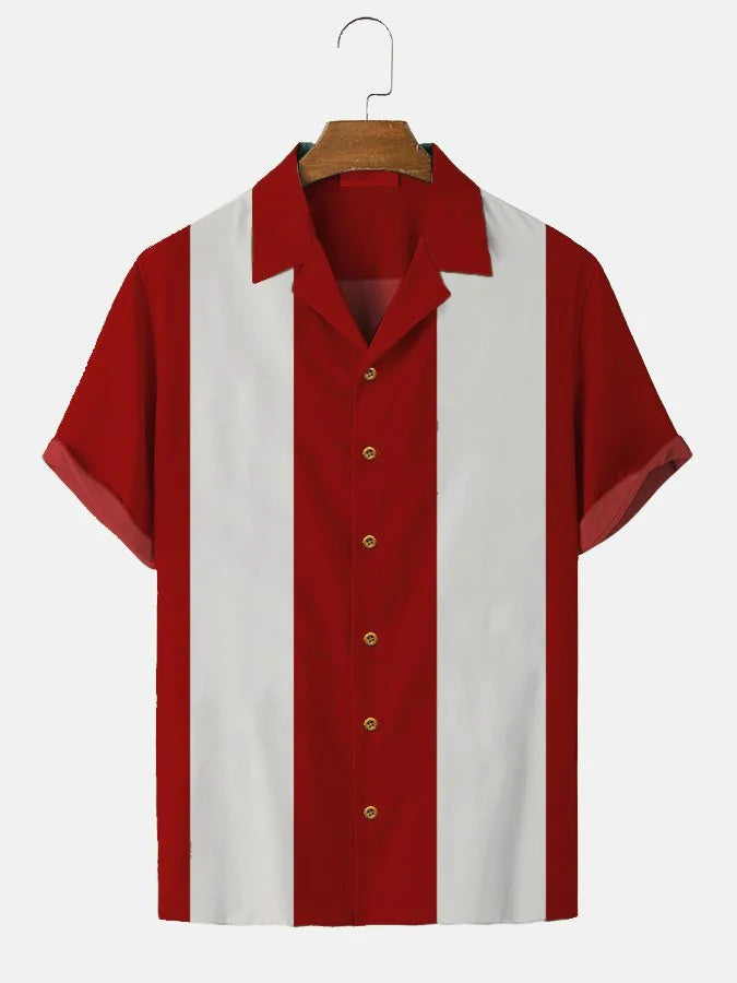 Men's Vintage 50s Cool Two Tone Bowling Classic Camp Collar Shirts