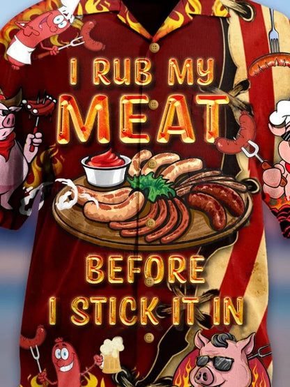 Men's Pig I Rub My Meat Before I Stick It In BBQ Lovers Hawaiian Shirt