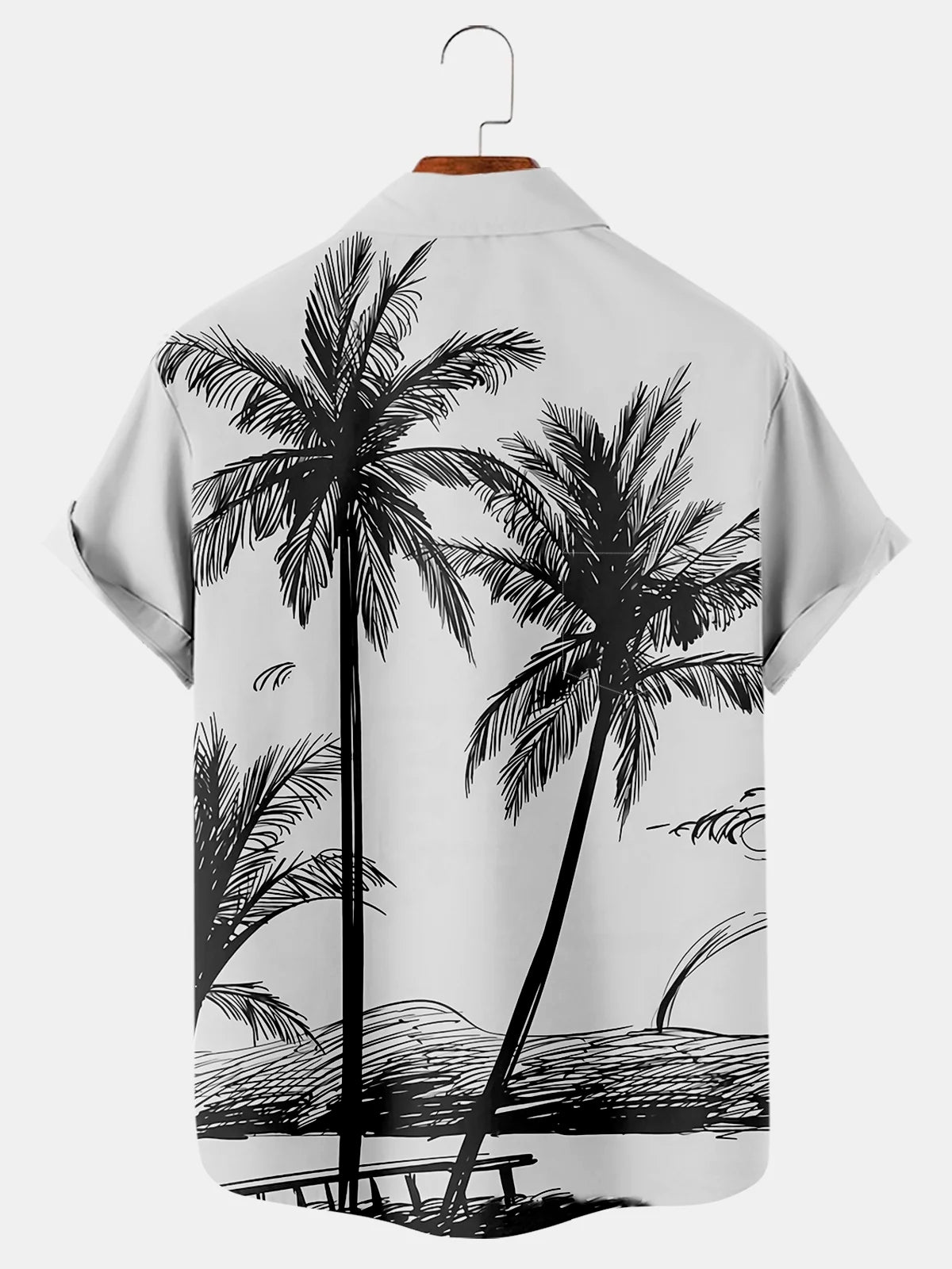 Hawaiian Grey Coconut Tree Print Chest Bag Holiday Shirt Plus Hawaiian Shirt