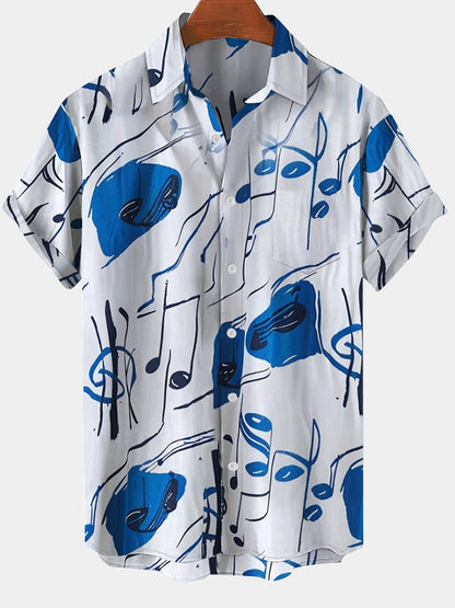 Men's Hawaiian Racing Print Fashion Short Sleeve Shirt