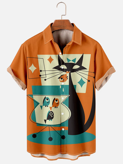 Men‘s Geometric Cat Casual Shirt