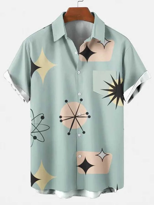 Men's 50's Short Sleeve Casual Loose Shirt