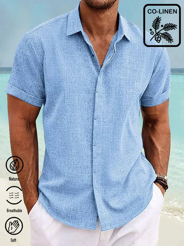 Multi-color Basic  Men's Button Down Short Sleeve Shirt