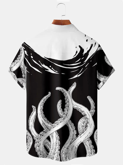 Black Octopus Men's Hawaiian Shirts