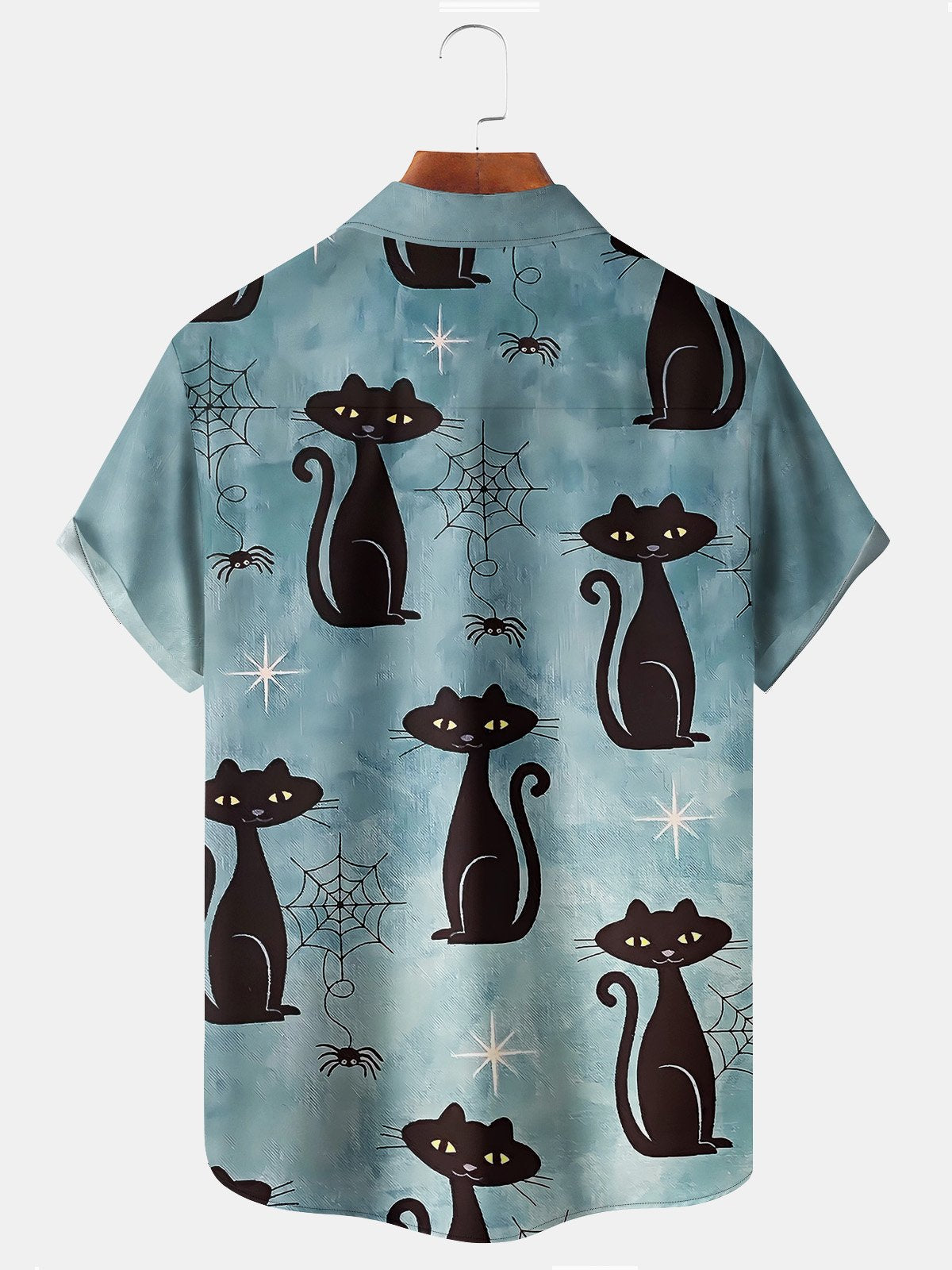 Mid Century Modern Black Cat Men's Hawaiian Shirts Camp Shirts