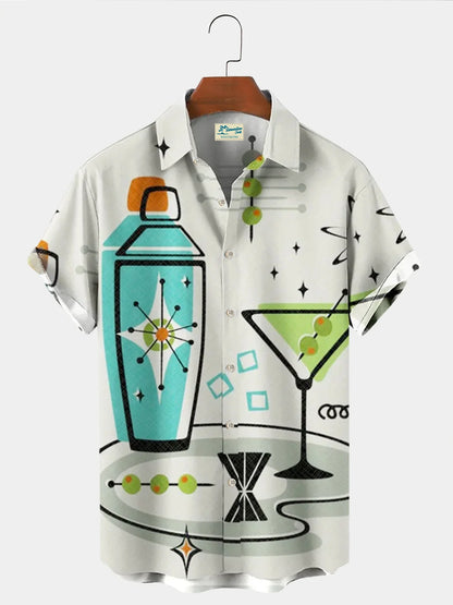 Men's Vintage Cocktail Short Sleeve Hawaiian Shirt