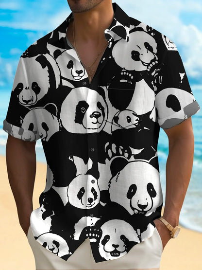 Black Panda Men's Hawaiian Shirts