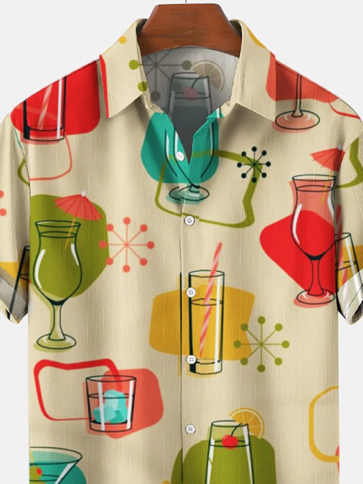 Men's 50's Vintage Short Sleeve Drink&Food Casual Hawaiian Shirt